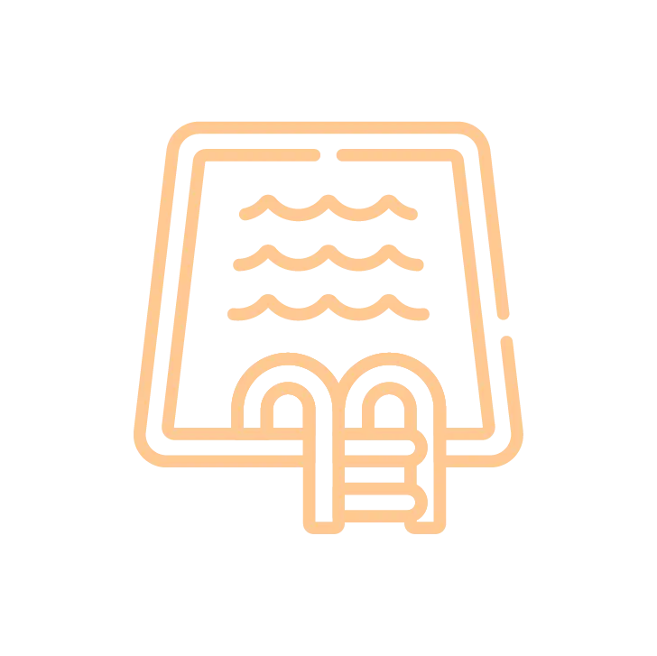 Pictogramme piscine extérieure chauffée avec vue sur la campagne – Salvéo Loubens