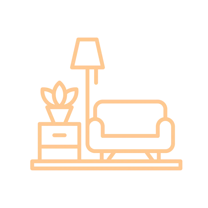 Pictogramme salon cosy dans la maison Salvéo à Loubens pour se détendre