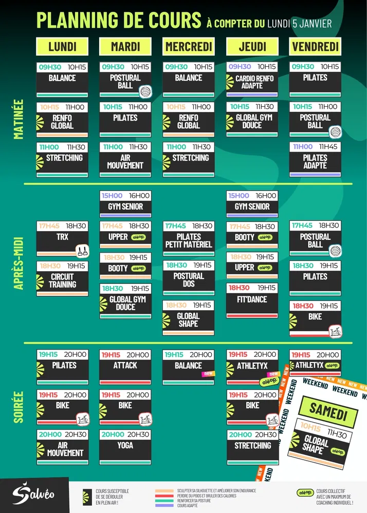 Planning Salvéo 5 Janvier 2026